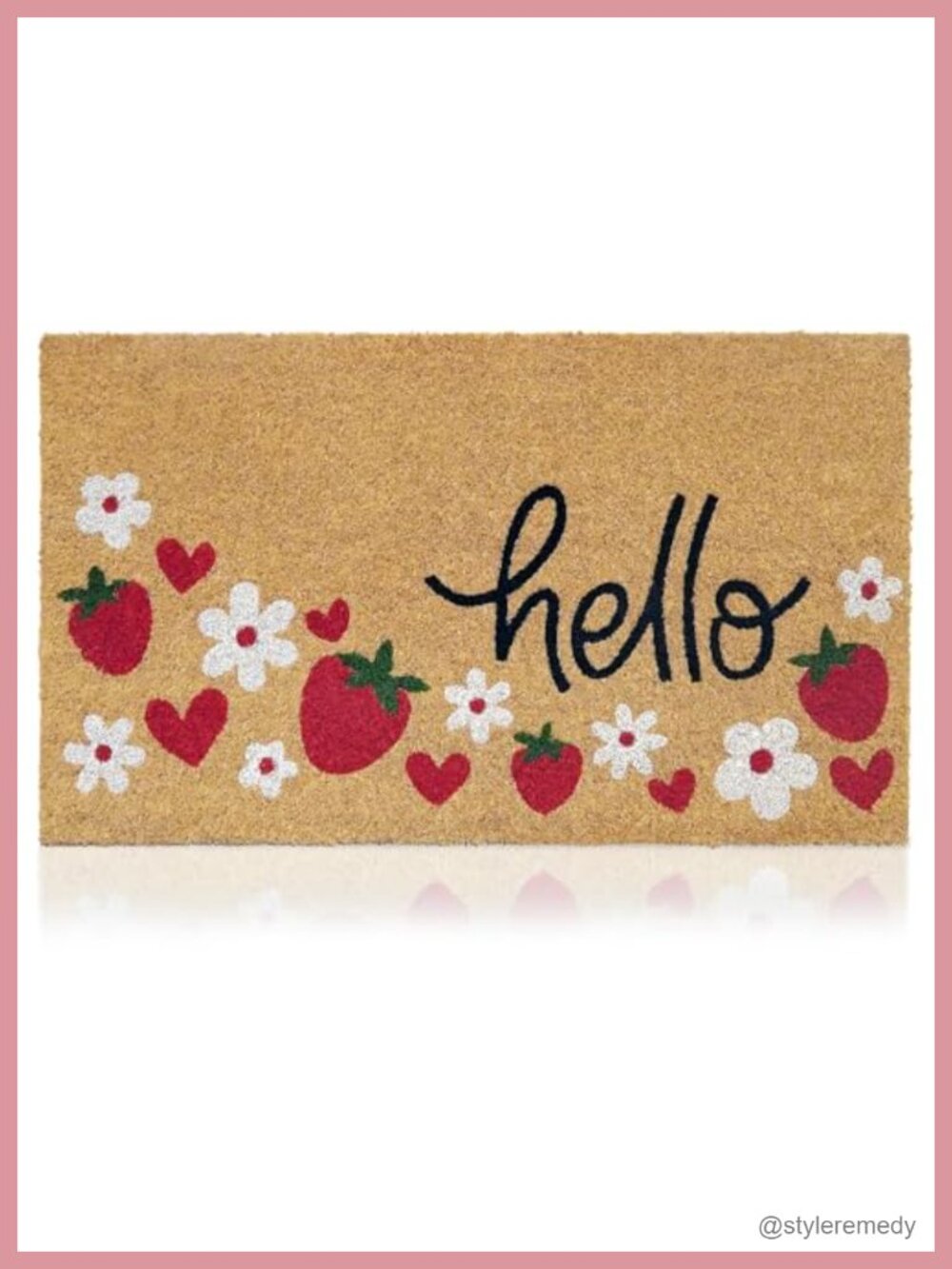 Coir Welcome Mat Non-Slip Strawberries 17 x 29 in Door Mat